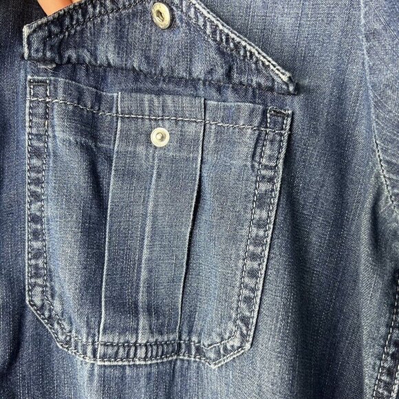 White House Black Market Denim Shirt Dress Sz 4 Jean Coastal Cowgirl - Picture 6 of 8